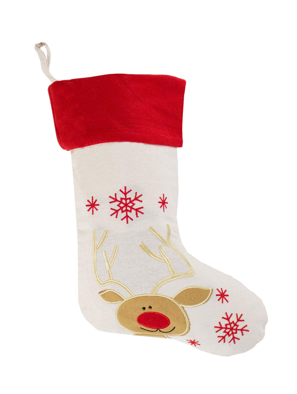 Fennco Styles Holiday Christmas Patterned Linen Hanging Stocking