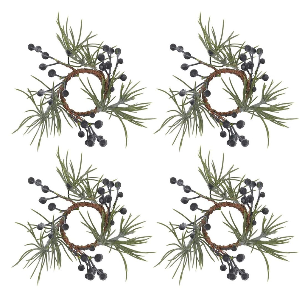 Fennco Styles Handmade Christmas Decorative Napkin Rings, Set of 4 - Green Napkin Holders for Home, Dining Room, Banquet, Family Gathering, Holiday Decor and Special Occasion