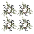 Fennco Styles Handmade Christmas Decorative Napkin Rings, Set of 4 - Green Napkin Holders for Home, Dining Room, Banquet, Family Gathering, Holiday Decor and Special Occasion