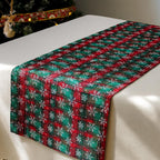 Fennco Styles Red & Green Tartan Plaid Christmas Table Runner with White Snowflakes 13" X 73" - Festive Holiday Table Cover for Christmas Décor, and Winter Festivals