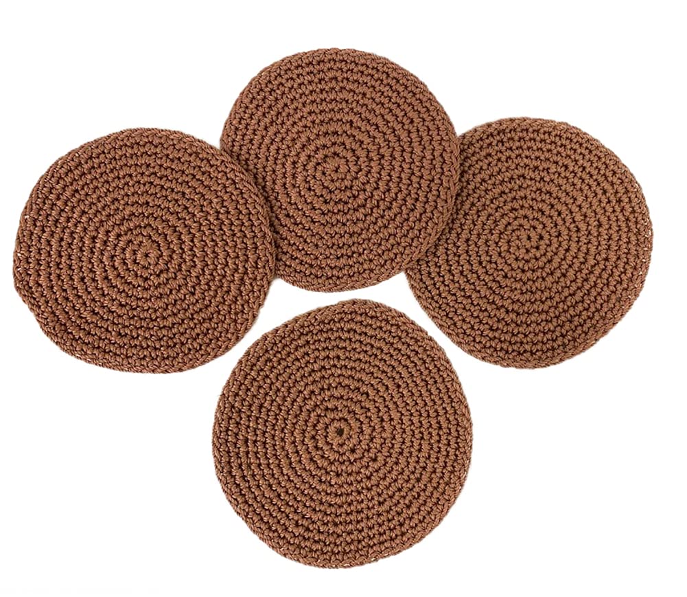 Fennco Styles Handmade Crochet Cocktail Drink Coasters 5-Inch Round, Set of 4 - Doilies for Everyday Use, Holiday, Farmhouse, Décor, Tea Party and Special Occasion