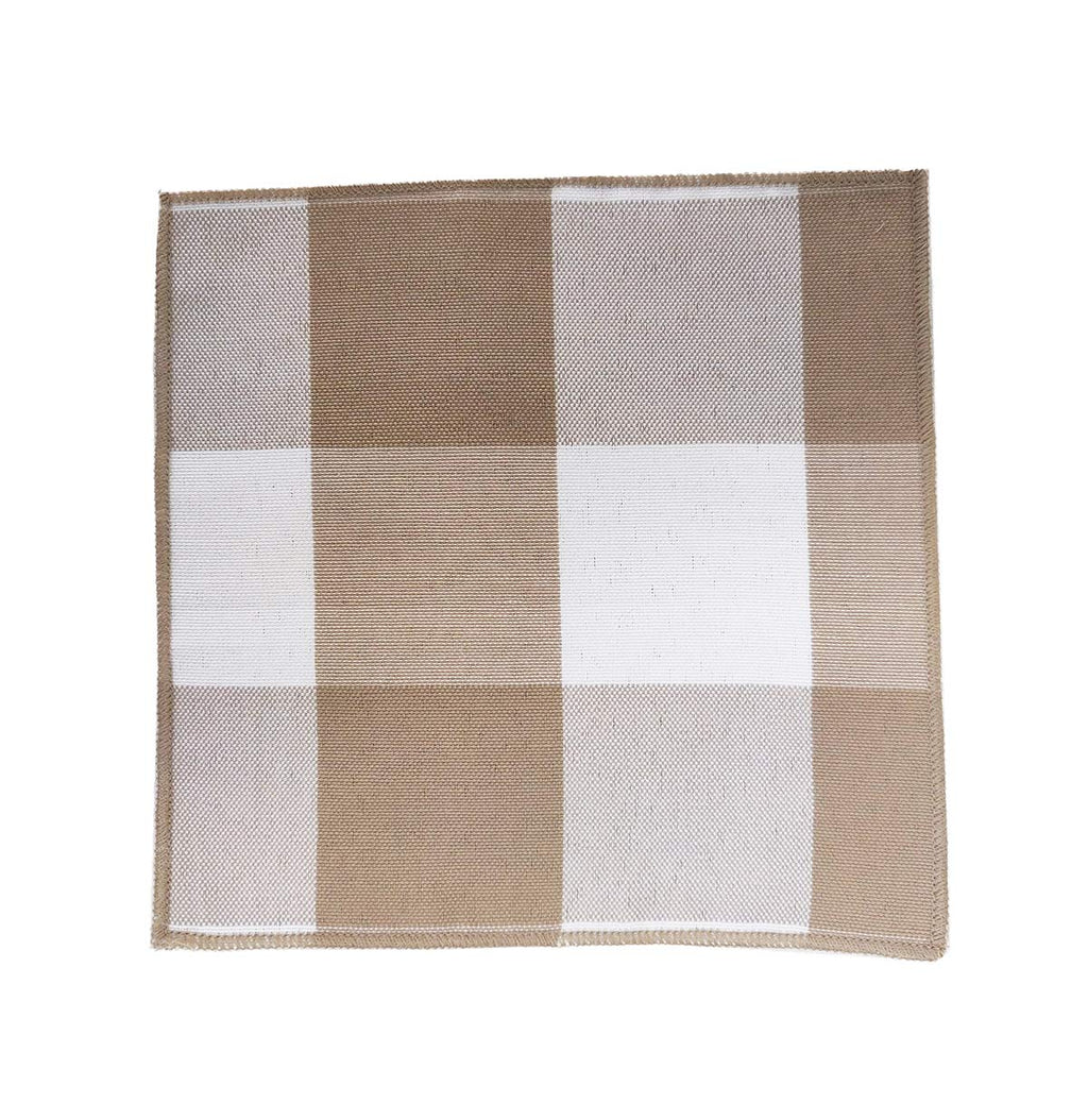 Fennco Styles Buffalo Check Double Layers Reversible Coasters 6"W x 6"L, Set of 4 - Handmade in USA - Plaid Cocktail Napkins for Everyday Use and Special Occasion