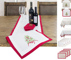Fennco Styles Embroidered Holly Christmas Tree Double-Layer Holiday Tablecloth