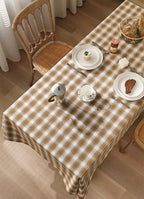 Fennco Styles Plaid Woven 100% Cotton Tablecloth with Pom Pom - Green Table Cover for Winter Holiday Décor, Banquet, Family Gathering and Special Occasion