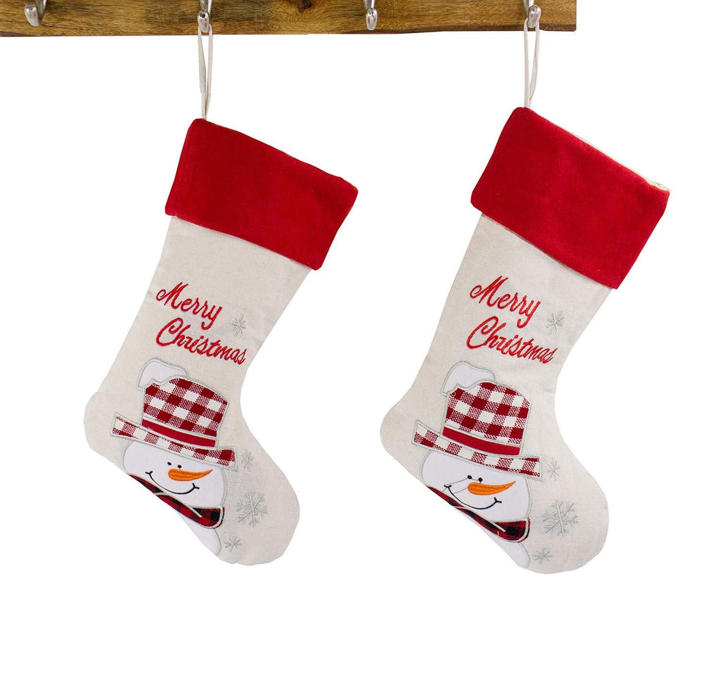 Fennco Styles Holiday Christmas Patterned Linen Hanging Stocking