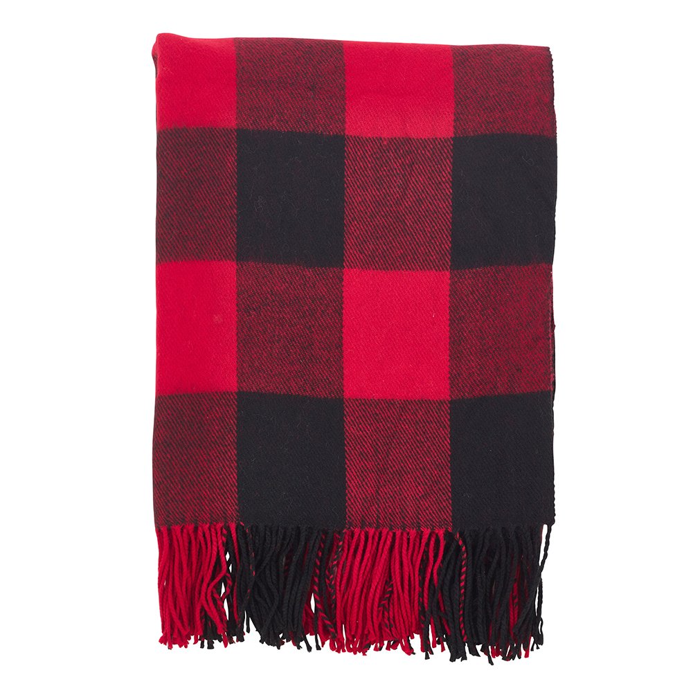 Fennco Styles Buffalo Plaid Collection Modern Tassel 50 x 60 Inch Throw - Varity Colors of Throw Blanket for Banquets, Christmas, Special Events and Home Décor
