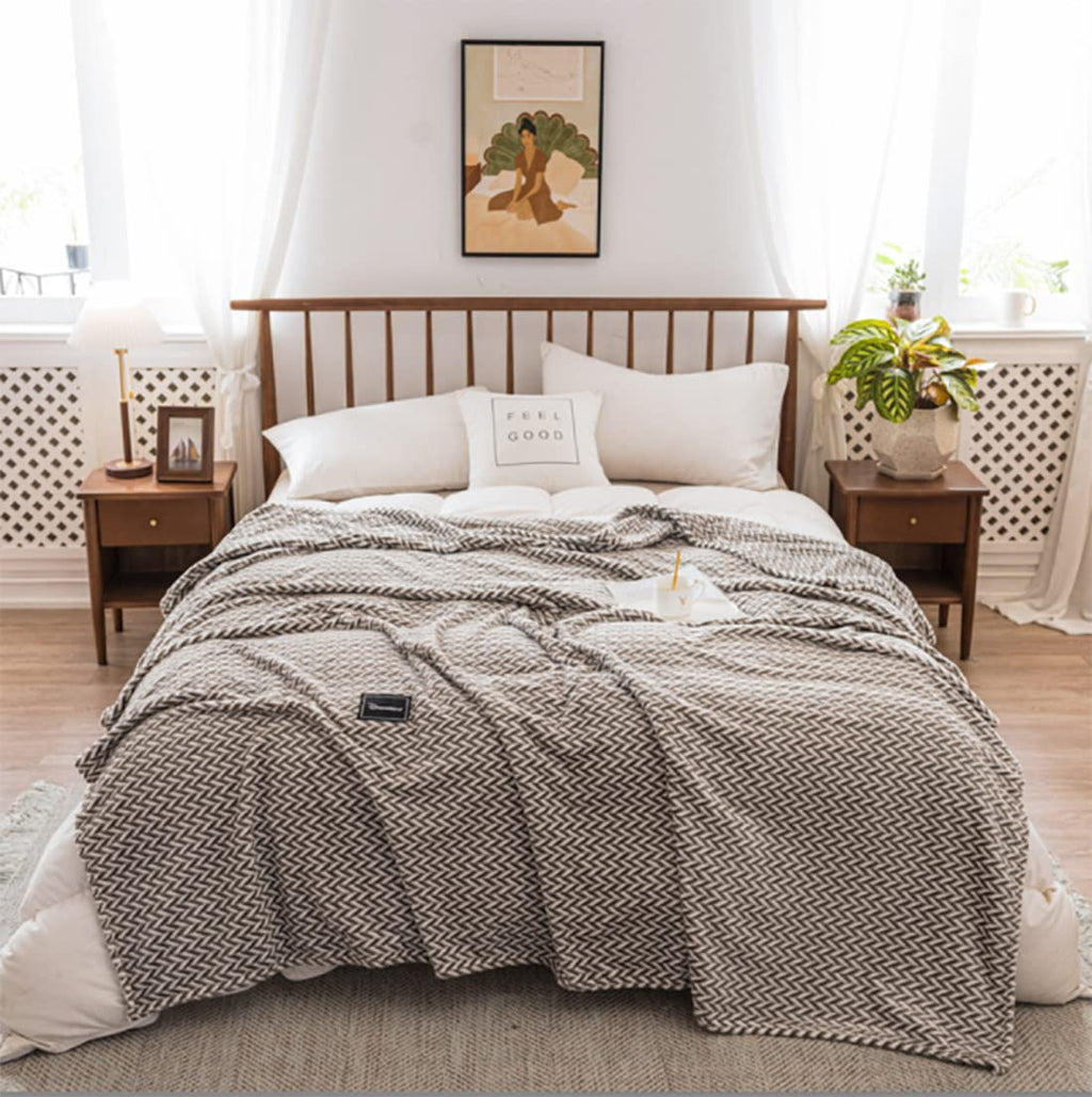 Fennco Styles Braided Design Plush Extra Warm and Soft Throw Blanket 59" W x 79" L - Grey Woven Flannel Fleece Large Blanket for Couch, Bedroom, Living Room Décor