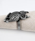 Fennco Styles Perched Owl Metal Napkin Rings, Set of 4 - Animal Napkin Holders for Home Décor, Dining Table, Banquets, Family Gathering and Special Occasions