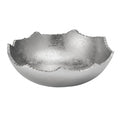 Decorative Silver Moon Decorative Metal Torn Hammered Asymmetrical Centerpiece Bowl