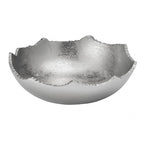 Decorative Silver Moon Decorative Metal Torn Hammered Asymmetrical Centerpiece Bowl