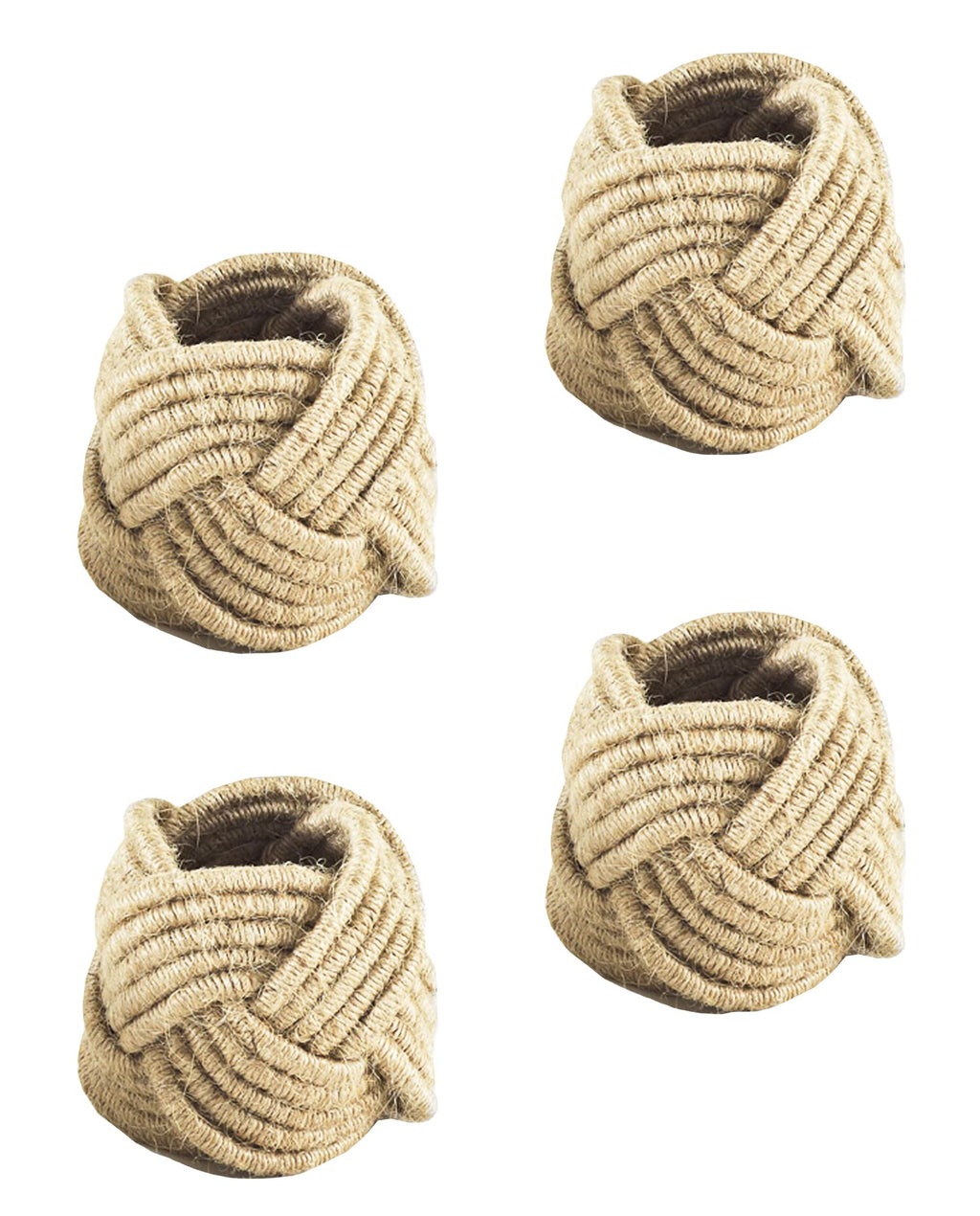 Fennco Styles Classic Braided Jute Napkin Rings, Set of 4 - Ivory Burlap Napkin Holders for Dining Table, Home, Banquets, Holidays, Family Gatherings and Special Events