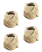 Fennco Styles Classic Braided Jute Napkin Rings, Set of 4 - Ivory Burlap Napkin Holders for Dining Table, Home, Banquets, Holidays, Family Gatherings and Special Events