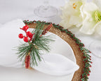 Fennco Styles Handmade Christmas Decorative Napkin Rings, Set of 4 - Green Napkin Holders for Home, Dining Room, Banquet, Family Gathering, Holiday Decor and Special Occasion