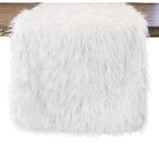 Fennco Styles Holiday Christmas Decorative Exquisite Faux Fur with Silver Metallic Thread Table Runner