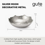 Decorative Silver Moon Decorative Metal Torn Hammered Asymmetrical Centerpiece Bowl