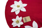 Fennco Styles Handmade Holiday Unique 3D Poinsettia Christmas Tree Skirt (Red+White 53" Tree Skirt)
