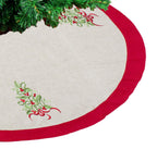 Fennco Styles Embroidered Holly Christmas Tree Holiday Decorative Tree Skirt