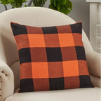 Fennco Styles Rustic Buffalo Plaid Design Cotton Decorative Throw Pillow 13 x 20 Inch - Orange Black Holiday Accent Pillow for Home, Couch, Living Room, Bedroom and Office Décor