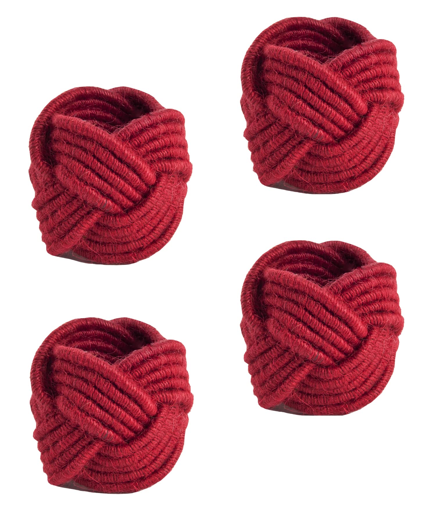 Fennco Styles Classic Braided Jute Napkin Rings, Set of 4 - Ivory Burlap Napkin Holders for Dining Table, Home, Banquets, Holidays, Family Gatherings and Special Events
