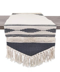 Fennco Styles Geometric Design Canvas Cotton Table Runner with Tassels – 14”W x 71”L Table Cover for Home Décor, Dining Table, Banquets, Holidays and Special Occasions