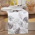 Fennco Styles Delicate Fall Leaf Pinecone Decorative Table Runner 16" W x 70" L - White Autumn Table Cover for Dining Table, Banquets, Special Events and Home Décor
