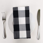 Fennco Styles Buffalo Check Design Cloth Napkins 18" W x 18" L, Set of 4 - Handmade in USA - Plaid Rustic Dinner Napkins for Everyday Use, Banquet, Holiday, Family Gathering and Special Occasion