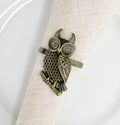 Fennco Styles Perched Owl Metal Napkin Rings, Set of 4 - Animal Napkin Holders for Home Décor, Dining Table, Banquets, Family Gathering and Special Occasions
