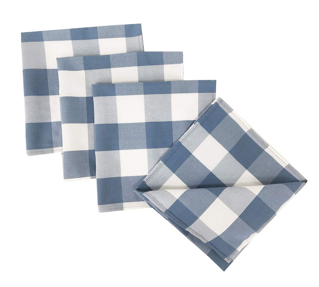 Fennco Styles Buffalo Check Design Cloth Napkins 18" W x 18" L, Set of 4 - Handmade in USA - Plaid Rustic Dinner Napkins for Everyday Use, Banquet, Holiday, Family Gathering and Special Occasion