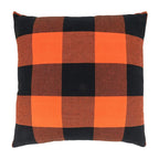 Fennco Styles Rustic Buffalo Plaid Design Cotton Decorative Throw Pillow 13 x 20 Inch - Orange Black Holiday Accent Pillow for Home, Couch, Living Room, Bedroom and Office Décor
