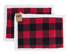 Fennco Styles Holiday Buffalo Plaid Red and Black with White Faux Fur Border Design Table Runner 16" W x 72" L