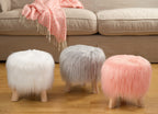 Fennco Styles Mongolian Long Hair Faux Fur Footrest Stool Small Footstool Ottoman