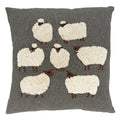 Fennco Styles Embroidered Sheep Cotton Decorative Throw Pillow 18" W x 18" L - Grey Animal Cushion for Home, Couch, Living Room and Office Décor (Natural, Pillow Cover)