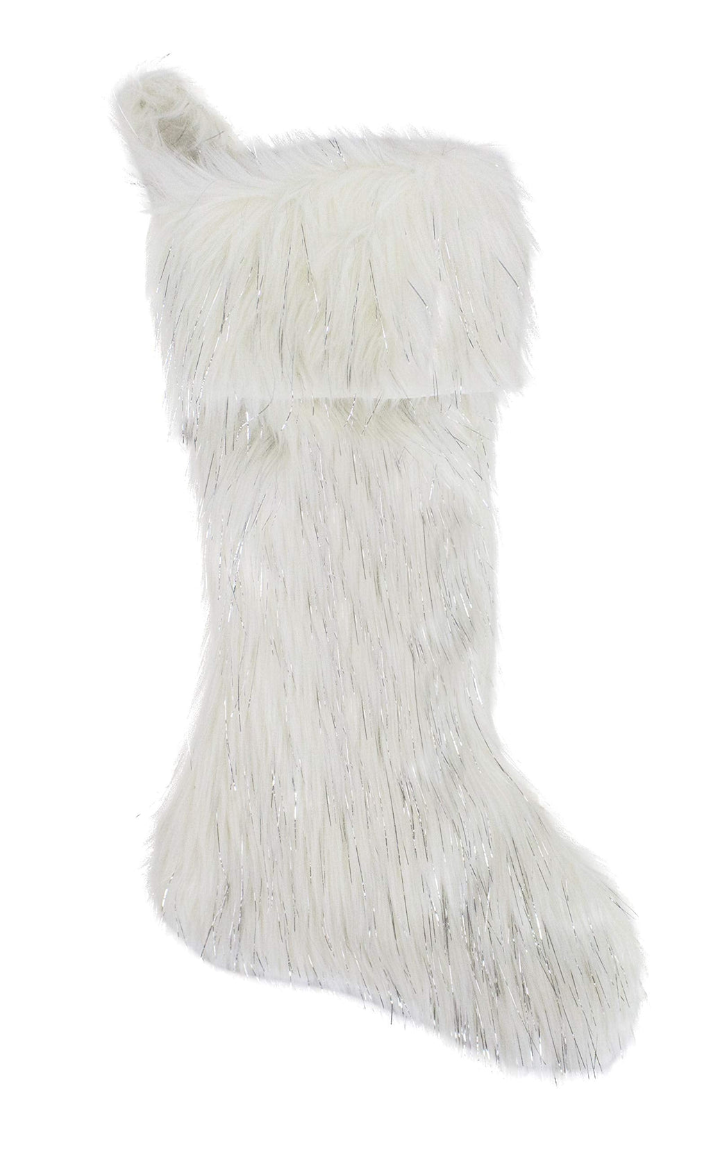 Fennco Styles Holiday Christmas Decorative Exquisite Faux Fur with Silver Metallic Thread Tree Skirt - 2 Colors