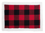 Fennco Styles Holiday Buffalo Plaid Red and Black with White Faux Fur Border Design Table Runner 16" W x 72" L