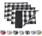 Fennco Styles Buffalo Check Double Layers Reversible Placemats 14" W x 20" L, Set of 4 - Handmade in USA - Plaid Table Mats for Everyday Use, Banquet, Holiday, Family Gathering, Special Occasion