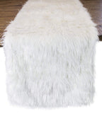 Fennco Styles Holiday Christmas Decorative Exquisite Faux Fur with Silver Metallic Thread Table Runner