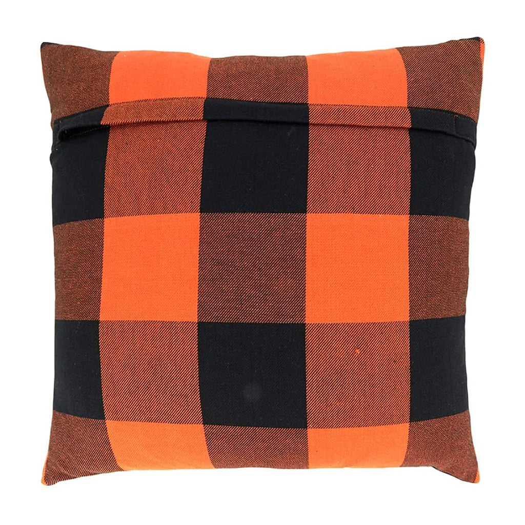 Fennco Styles Rustic Buffalo Plaid Design Cotton Decorative Throw Pillow 13 x 20 Inch - Orange Black Holiday Accent Pillow for Home, Couch, Living Room, Bedroom and Office Décor