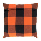 Fennco Styles Rustic Buffalo Plaid Design Cotton Decorative Throw Pillow 13 x 20 Inch - Orange Black Holiday Accent Pillow for Home, Couch, Living Room, Bedroom and Office Décor