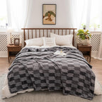 Fennco Styles Wheat Pattern Plush Extra Warm and Soft Throw Blanket 59" W x 79" L - Grey Flannel Fleece Large Blanket for Couch, Bedroom, Living Room Décor