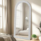 MELOMOIR Arched Full Length Mirror with Solid Wood Frame, Rustic Farmhouse Floor Mirror with Stand, Free Standing Leaning Hanging, for Bedroom Living Room Dressing Room