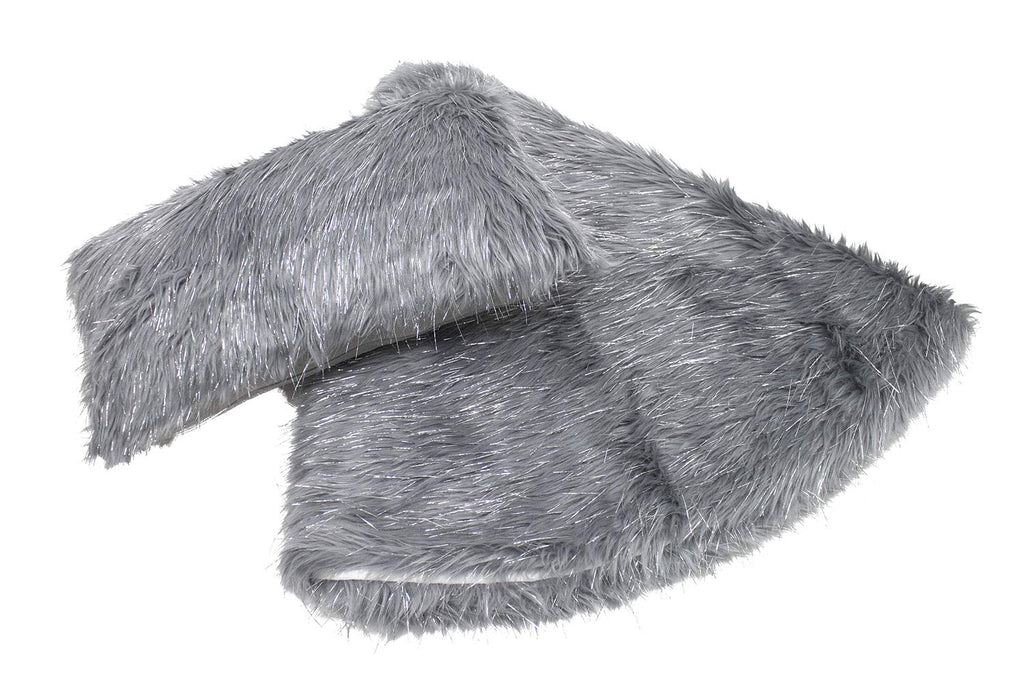 Fennco Styles Holiday Christmas Decorative Exquisite Faux Fur with Silver Metallic Thread Tree Skirt - 2 Colors