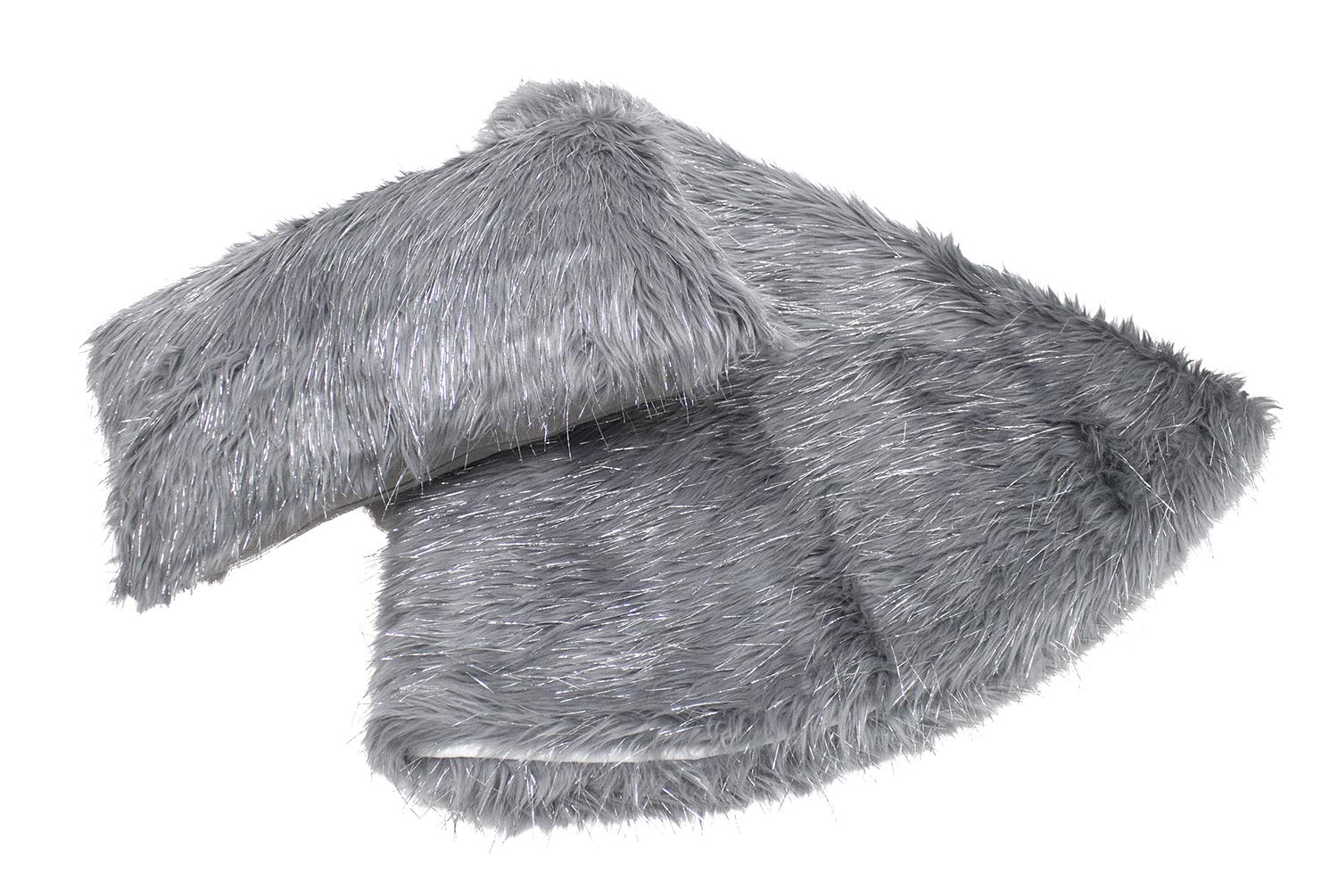 Fennco Styles Holiday Christmas Decorative Exquisite Faux Fur with Silver Metallic Thread Tree Skirt - 2 Colors