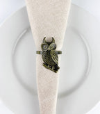 Fennco Styles Perched Owl Metal Napkin Rings, Set of 4 - Animal Napkin Holders for Home Décor, Dining Table, Banquets, Family Gathering and Special Occasions