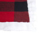 Fennco Styles Holiday Buffalo Plaid Red and Black with White Faux Fur Border Design Table Runner 16" W x 72" L