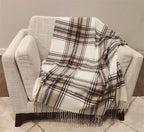 Fennco Styles Classic Plaid Pattern Fringe Throw Blanket 50" W x 60" L - Rustic Cozy Blanket for Home, Couch, Bedroom, Living Room, Office, and Holiday Décor