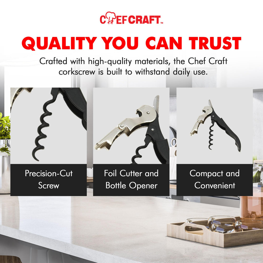 Chef Craft Select Waiters Corkscrew Foil Cutter Bottle Opener