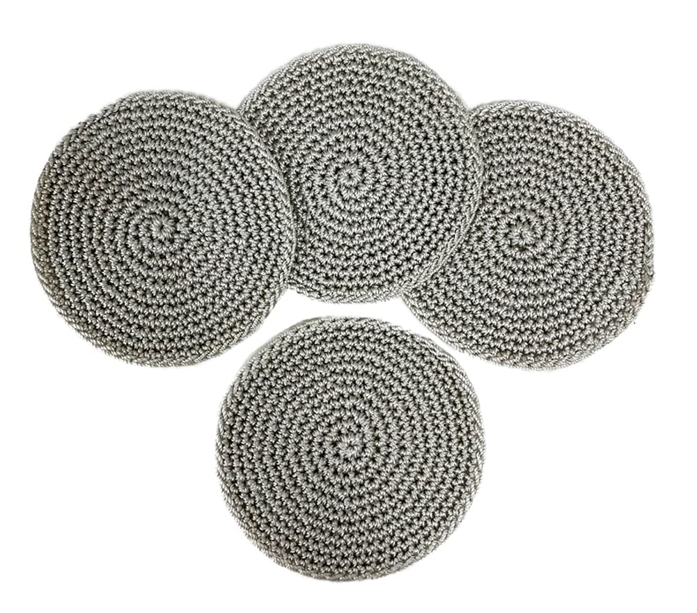Fennco Styles Handmade Crochet Cocktail Drink Coasters 5-Inch Round, Set of 4 - Doilies for Everyday Use, Holiday, Farmhouse, Décor, Tea Party and Special Occasion
