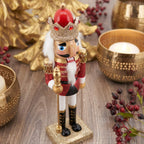 Fennco Styles Handmade Wood Creative Christmas Figurine - Red Glitter Soldier Nutcracker for Christmas Décor Holiday, Home, Tabletop and Kids Room Decorations