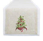 Fennco Styles Embroidered Holly Christmas Tree Double-Layer Holiday Tablecloth