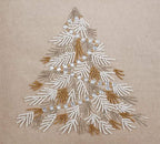Fennco Styles Beaded Christmas Tree 100% Cotton Decorative Throw Pillow Cover 18 x 18 Inch - Beads Pillow Case for Holiday Décor, Couch, Living Room and Bedroom Décor